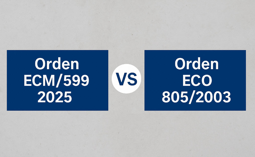 diferencia Orden ECM 599/2025 y orden ECO 805/2003