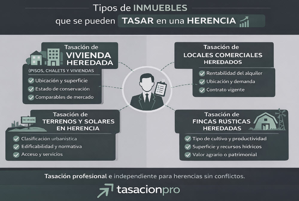 Tipos de inmuebles que se pueden tasar en una herencia