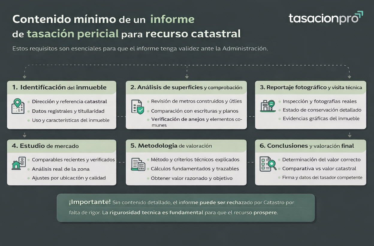 contenido informe tasacion para recurso catastral