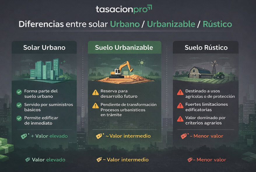 diferencias entre solar urbano, urbanizable y rústico