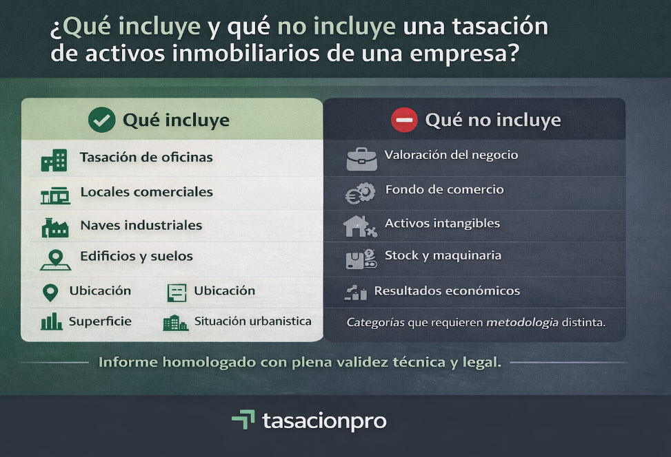 que incluye una tasacion inmobiliaria de activos para empresas