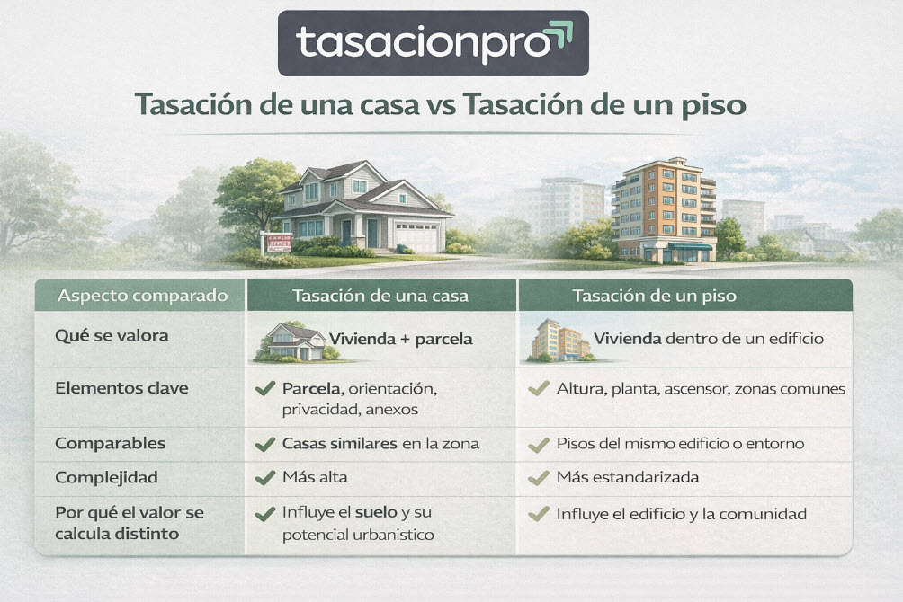 diferencia entre tasar una casa y un piso